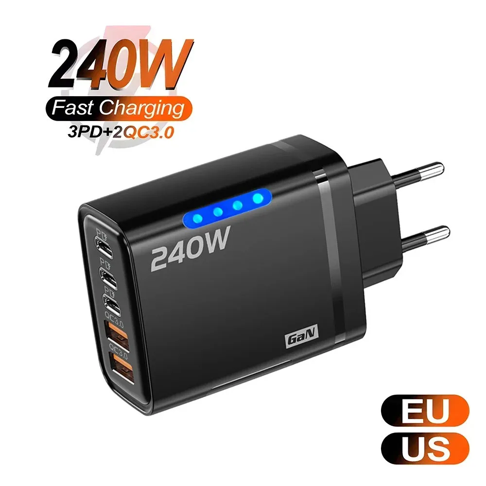 240W GaN USB C nabíjačka 5v1