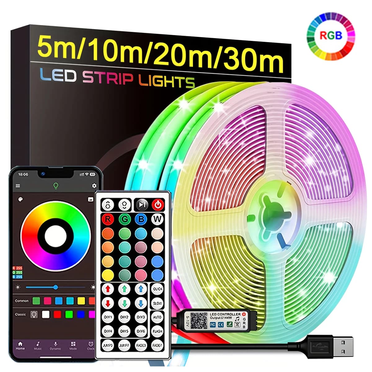 RGB LED pásy s APP ovládaním